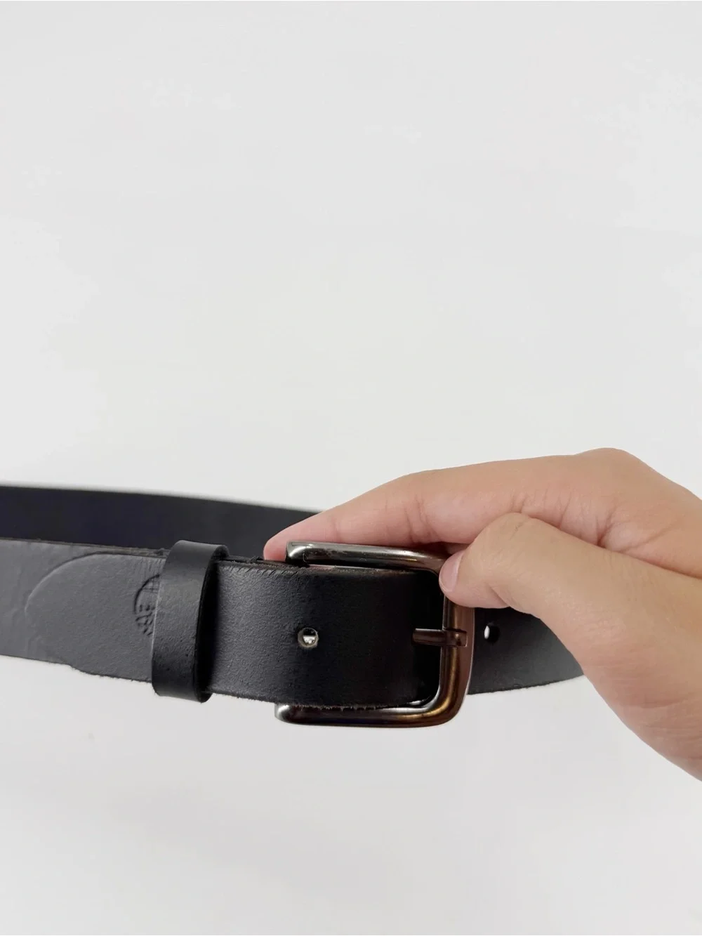 Timberland Boys Black Silver Leather Belt 26-28